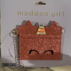 Madden Girl Glittery Pink Unicorn Card Holder